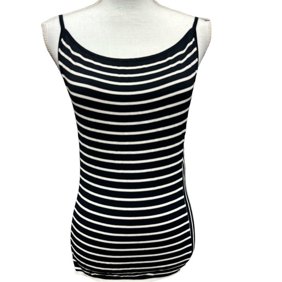 MAXMARA Max Mara Womens Size M Made In Italy Black & White Striped Tank Designer - Picture 1 of 5